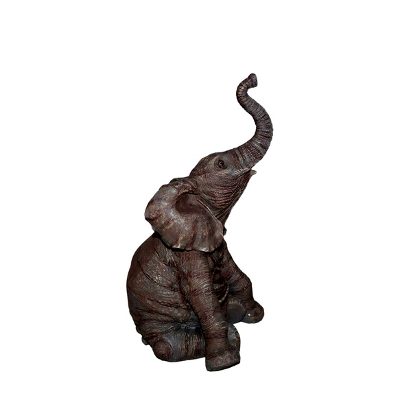 8" High Asian Elephant Figurine with Trunk Up Symbolic Elegance for Your Space! - Picture 6 of 6